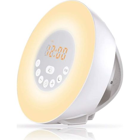 Radio réveil à Simulateur d’Aube et de Crépuscule, 6 lumières d'ambiances différentes