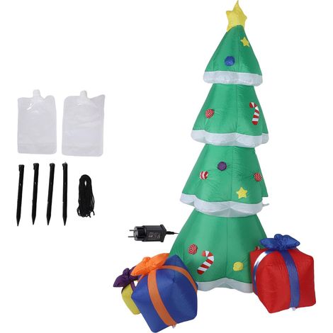 GARRYFIZH Sapin de Noël gonflable de 2,1 mètres avec lumières LED, idéal pour les fêtes de fin d'année, les jardins, les patios, les pelouses, prise standard européenne, 220-240V.
