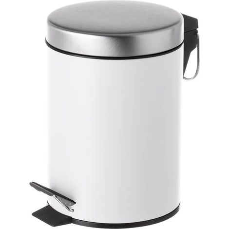 Poubelle Ronde à Pédale en Métal Blanc- 3L (1/5)