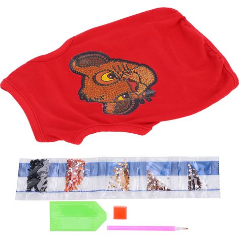 T-shirt doux et confortable pour chien, motif strass, à peindre soi-même, pour chiot de petite à moyenne taille (rouge, taille M) (1/5)