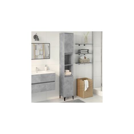 Armoire de salle de bain gris béton 30x30x190 (1/5)