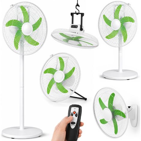 Ventilatore Ricaricabile 5 in 1 Telecomando da Parete Appoggio Piantana Soffitto