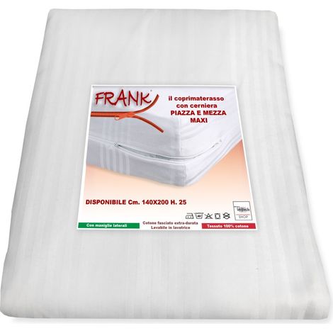 COPRIMATERASSO INTERO FRANK CON CERNIERA ZIP MISURA francese CM. 140 PIAZZA E MEZZA grande (1/3)