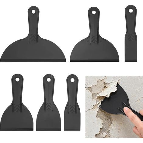 6 Pcs Spatules en Plastique, Spatule Enduit - Noir (1/5)