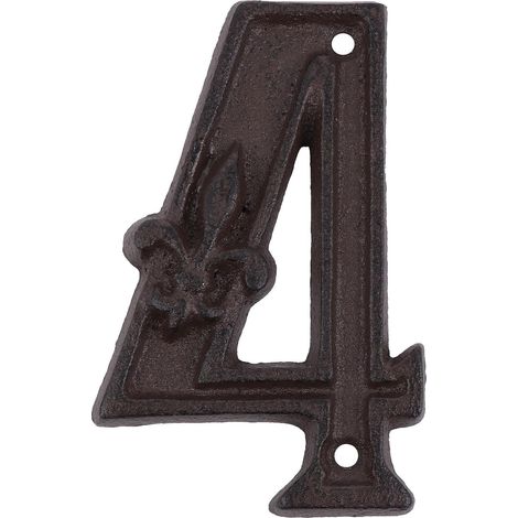 Numéros de maison en métal coulé aux lignes épurées, couleur noire, vis incluses, le numéro 4 (1/3)