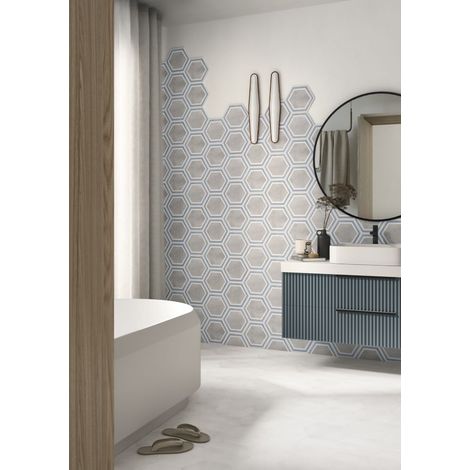 Carrelage Imitation Carreaux de Ciment HEXAGON 25x22 cm Frame Grey (1/2)