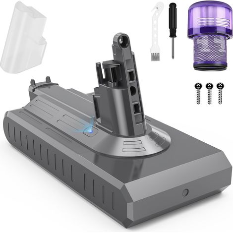 Batterie Li-ION V11 25,2 V 3900mAh, Batterie de Rechange pour V11 (raccord à vis) SV14 Absolute, aspirateur sans Fil avec Filtre + Brosse + vis (Non Compatible à Bouton-Poussoir) (1/5)