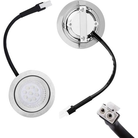 2 Pièces EL Mâle Hotte Lampes Encastrées, 6,8cm Diamètre DC 12V 6500K Acier Inoxydable Hotte LED Lumière Remplacement Accessoires Éclairage pour Cuisinière Cuisine (1/5)