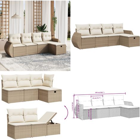 5-tlg. Garten-Sofagarnitur mit Kissen Beige Poly Rattan - Gartensorganisation - Gartenmöbelset - Outdoor Lounge Set - Rattan Gartenmöbel - Gartenlounge - Home & Living (1/5)