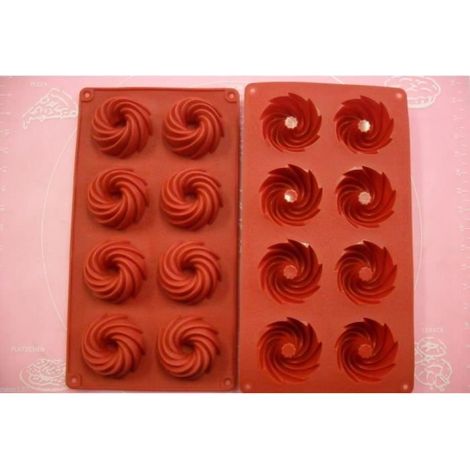 MOULE SILICONE 8 PETITS FOURS / MINI TORNADES 28 X 18 CM (1/3)
