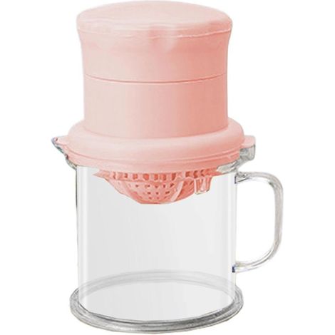 Spremiagrumi manuale, spremiagrumi da cucina, estrazione del succo, filtro integrato, 15 x 12 x 15 cm, rosa (1/5)