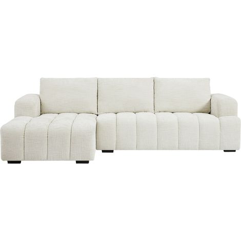 Canapé d'angle gauche en tissu texturé beige BENOLA (1/4)