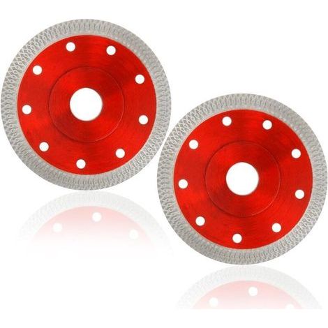 Lot de 2 disques à tronçonner diamant de 115 mm pour meuleuse d'angle, coupe nette sur porcelaine, pierres artificielles, granit, béton, marbre, briques, céramique, taille 115 x 1,2 x 22,23 mm (1/4)