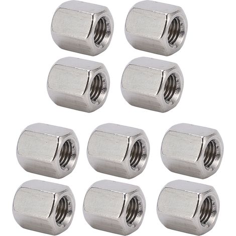 Silberne M12-Verbindungsmuttern, 10er-Pack, sechseckig, Edelstahl, Ersatzteilset (1/5)