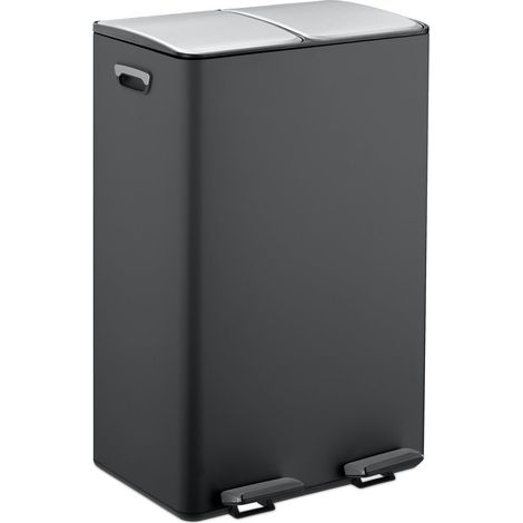 Papelera con pedal de doble compartimento, capacidad 2x 30 L