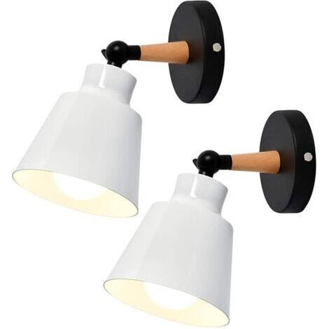 2 Packs Appliques Murales Vintages Industrielles Plafonniers Luminaires E27 en Métal Réglable Lampe Murale Interieur Rétro pour Chambre Cuisine Restaurant (Blanc)