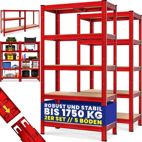 Deuba 2x Shelves Shelving Units Storage Unit Garage Racking Set 5 Tier Metal Rack Boltless Heavy Duty 180 x 90 x 40 cm (1/5)