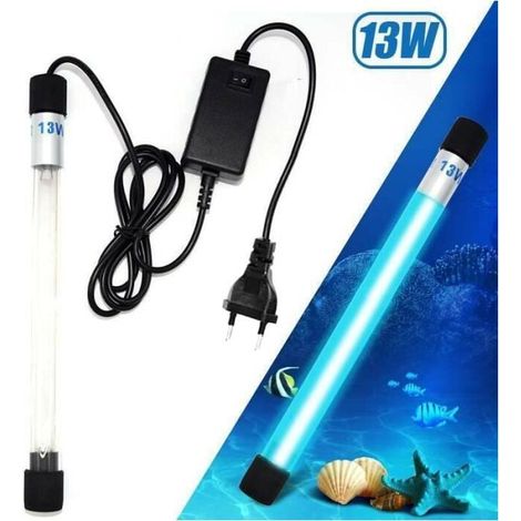Lampada di sterilizzazione subacquea per acquari, spina europea, 13W, ideale per soggiorno, camera da letto e ambienti marini. (1/4)