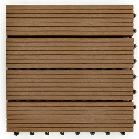 Kit mattonelle da giardino legno in WPC 30x30x2 cm 1 mq (1/4)