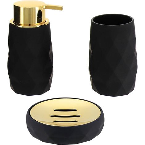 Set dispensador y soporte de jabón abs + caucho - negro - Tendance (1/2)