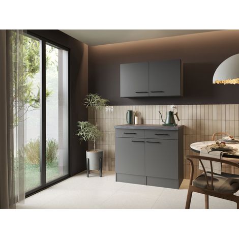 Sideboard Küchenschrank Oberschrank 100 cm Grau Matt Oliver Respekta