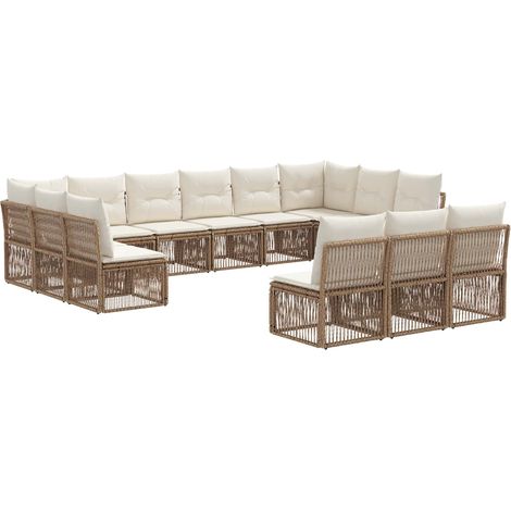 Gartensofa-set 13 pcs Beige Poly-Rattan vidaXL