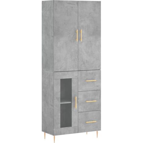 Credenza cassettiera mobile contenitore organizer cucina soggiorno salotto alto 695 x 34 x 180 cm legno ingegnerizzato grigio 020034658
