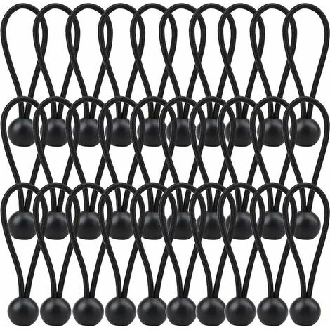 30 pieces elastic tensioners, tarpaulin tensioners 140 mm, elastic tarpaulin rope for gazebo, tarpaulin, camping, tent, curtains, extension harness - black MUMU (1/4)