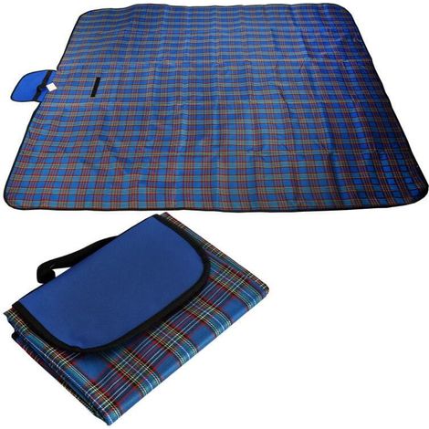 Tappetino da picnic multifunzionale con funzione di telo da spiaggia, impermeabile, blu, 145x200 cm (1/4)
