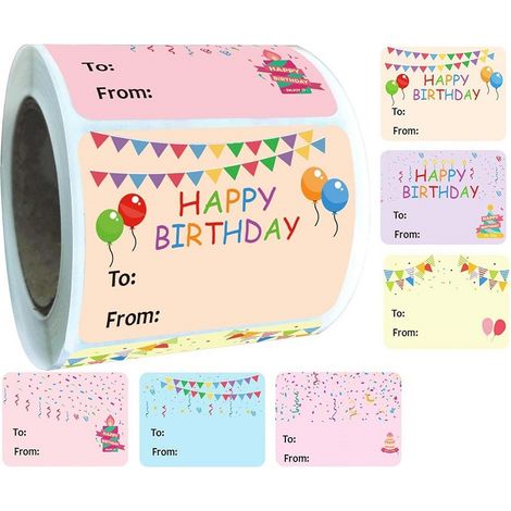 CCYKXA Étiquettes Autocollantes d'Anniversaire 200 Pièces Rouleau de Stickers « Joyeux Anniversaire » Adhésifs pour Décoration de Fêtes Présents et Enveloppes Autocollants Nominatifs (1/5)