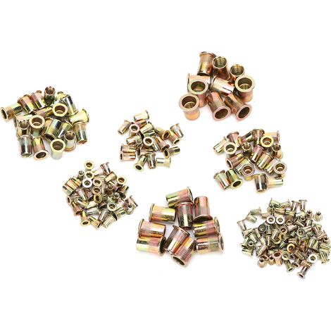 cosse a sertir-Ensemble de Rivets à Insertion Galvanisés Zinc - Mélange M3/4/5/6/8/10/12 - 220 Pièces pour Assemblage Automobile & Décoration (1/5)