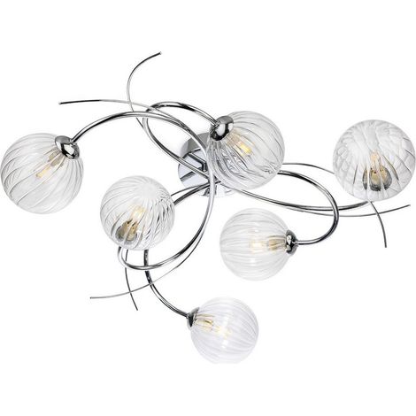 Firstlight Elba Plafonnier encastré Elba 6 lumières chromé avec verre décoratif transparent 6xG9