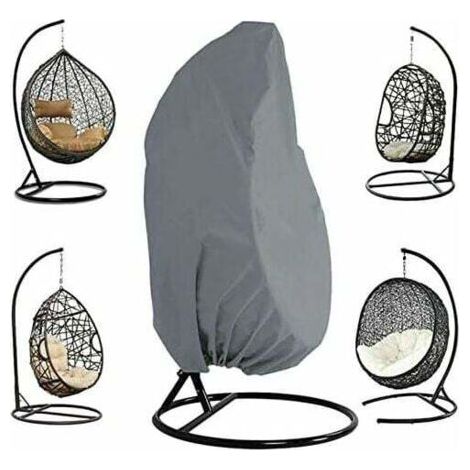 Hanging Chair Cover for Garden, Rattan Wicker Hanging Chair Cover, Waterproof Egg-Shaped Chair Cover, Water and Dust Resistant - 190 x 115cm (Grey)