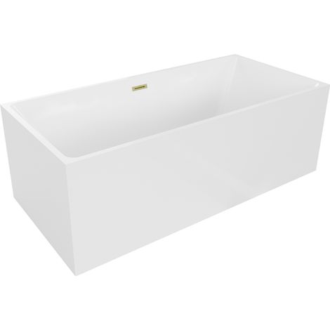 Mexen Nita freistehende Badewanne 170 x 80 cm, weiß, mit gebürstetem Goldüberlauf - 52091708000-55 (1/5)