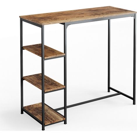 Bartisch Fyrk, Antikholz, 120 x 50 cm mit Regalen, Vicco