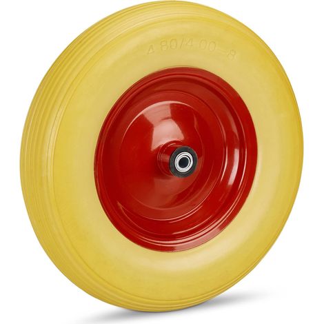 Roue de brouette 4.80 4.00-8, Roue Caoutchouc Secours, Jante, 3 adaptateurs, Pneu Diable 100 kg Charge (1/5)