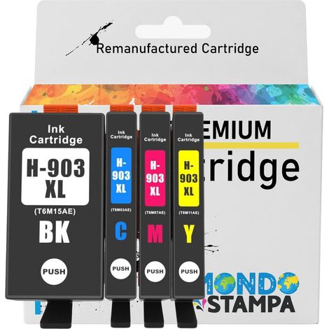 903XL Haute Rendement Cartouches compatibles pour HP 903 XL Multipack pour Officejet 6950 Pro 6960 6970 6968 6974 6975 6976 6978 (1/Noir 1/Cyan 1/Magenta 1/Jaune) (1/5)