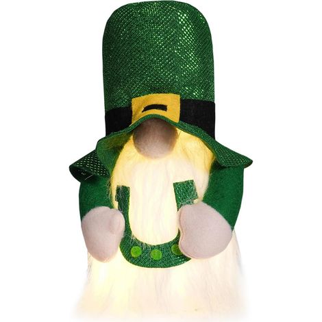 Ornement de poupées en Peluche Gnomes de la Saint-Patrick avec lumière LED, Tomtes suédoises, Figurines Nains, Festivals Irlandais, de fête de Vacances, Ornement de la Saint-Patrick
