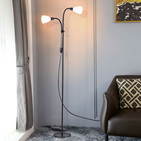 Adjustable Standing Double Headed Floor Lamp, Black (1/5)