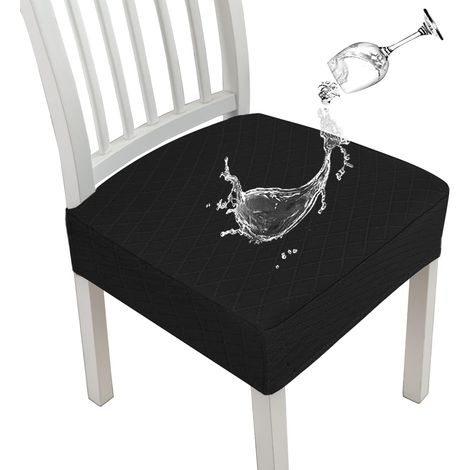 Diamond Lattice wasserdichte Sitzbezüge für Esszimmerstühle, Stretch-Küchenstuhlbezüge für Esszimmer, Sitzkissenbezüge (schwarz, 2 Stück)