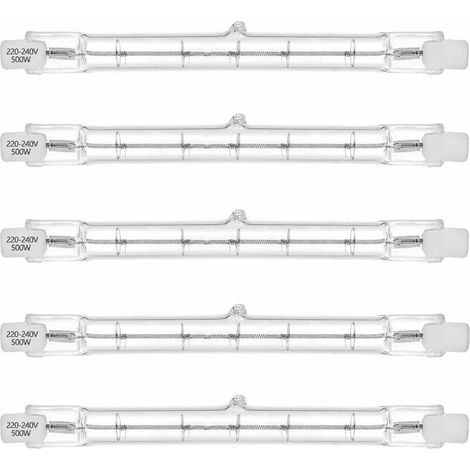 RHG ECO HaloLine Tube halogène , base R7S, lampe à tube halogène T3, 230V, 400W=500W, 118 mm, blanc chaud - 2800K (5 pièces)