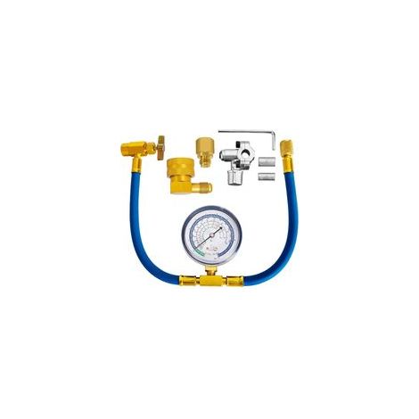 Tuyau de recharge pour réfrigérant R134a avec valve perforante BPV31 – Kit complet pour climatisation et réfrigération, compatible avec remplacement R-12/R-22, inclut manomètre et bouteille de gaz R13 (1/3)
