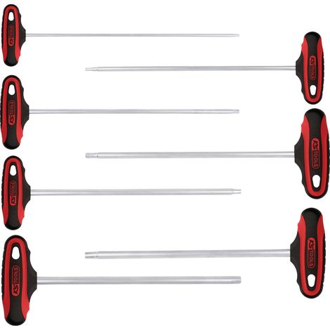 KS TOOLS Jeu de clés mâles, poignée en T RIBE ERGOTORQUEplus® extra-longue, 7 pcs, M4-M10 ( 158.5050 ) (1/2)