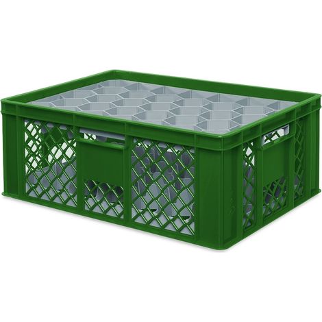BRB Gläserkiste 600x400 mm für 15, 24, 33 oder 40 Gläser, farbig (Grün, für 33 Gläser Ø 75 mm, Glashöhe max 205 mm)