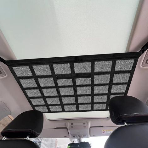 Filet de rangement voiture Sac de toit 90x65cm Grande capacité pour vêtements et jouets Universel pour SUV et camping-cars (1/5)