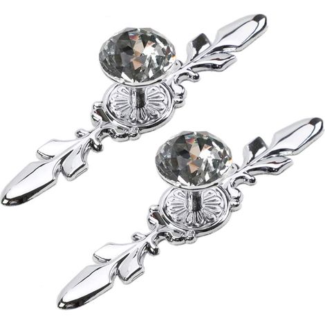 2 Pièces Poignée Bouton de Meuble en Transparent Diamant Cristal Verre Poignee de Porte Meuble Tiroir Placard Décoration, avec Vis (Chrome poli 120mm) (1/5)