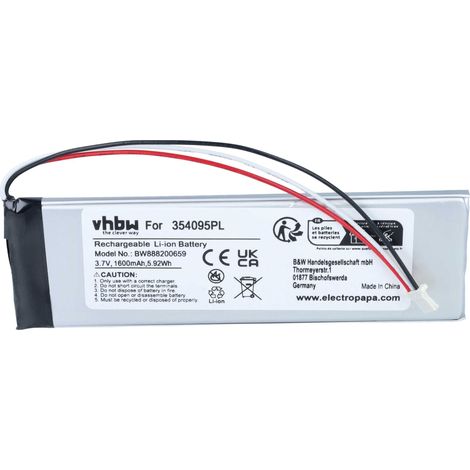 vhbw Battery compatible with Becker Transit 6 LMU, Ready 6l EU Plus, Ready 6 EU JE GPS Navigation System Sat Nav (1600 mAh, 3.7 V, Li-polymer) (1/5)