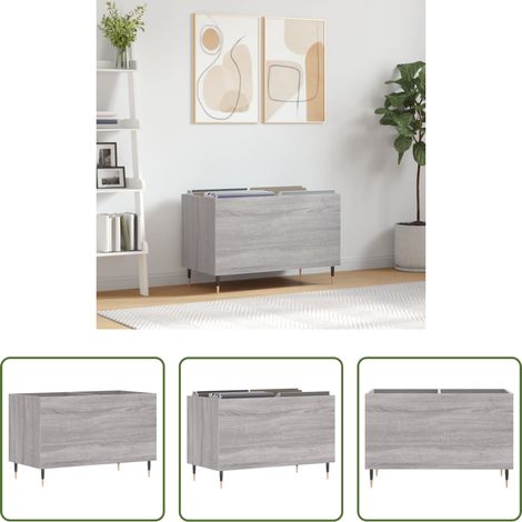 Armoire vinyle -  Armoire à disques sonoma gris 74,5x38x48 cm bois d'ingénierie (1/5)