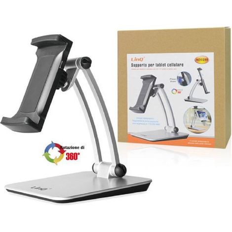 Trade Shop - Staffa Supporto Da Tavolo In Alluminio Per Smartphone Tablet Pieghevole Hd3285 - (1/3)