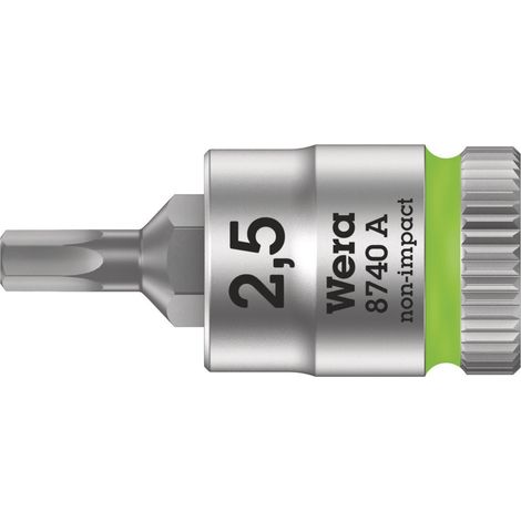 Wera 8740 A Zyklop Bitnuss mit 1/4"-Antrieb, für Innensechskantschrauben, 2,5 x 28 mm (1/5)